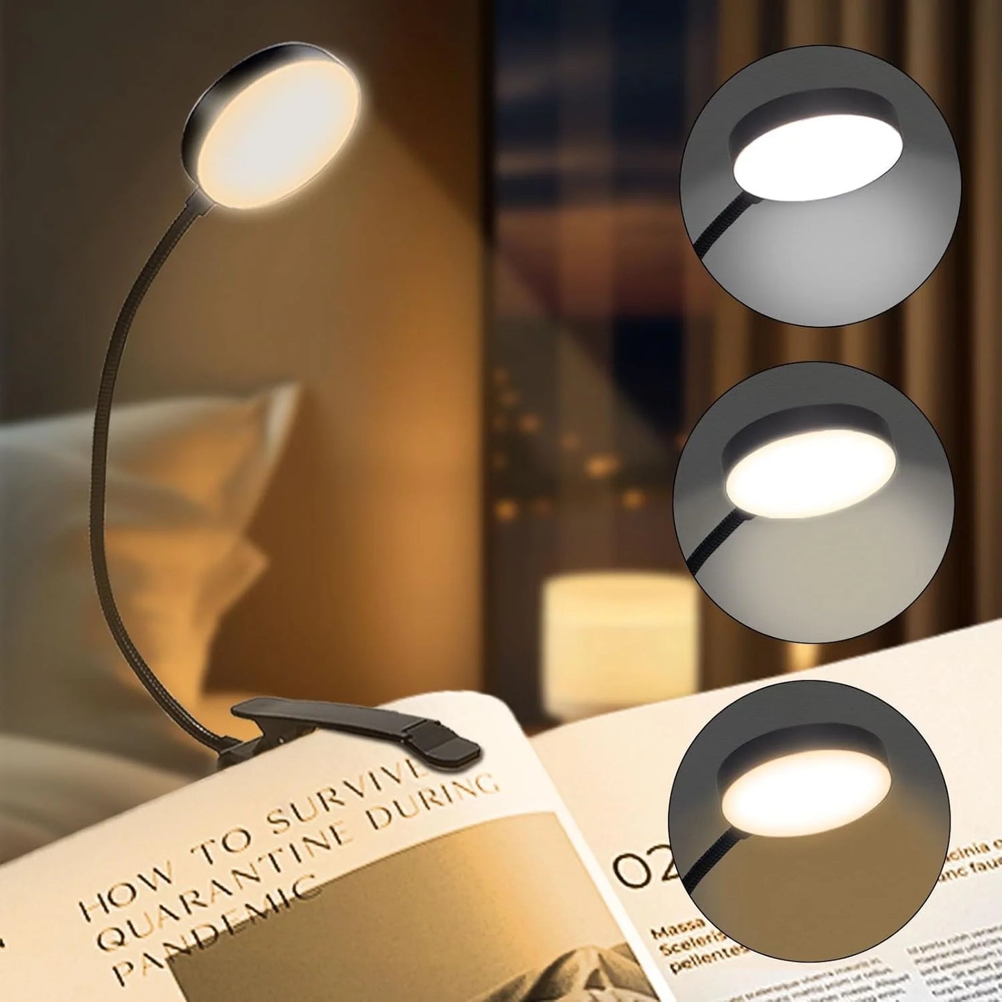 📚 14 LEDs Book Light – Rechargeable Clip-On Reading Lamp