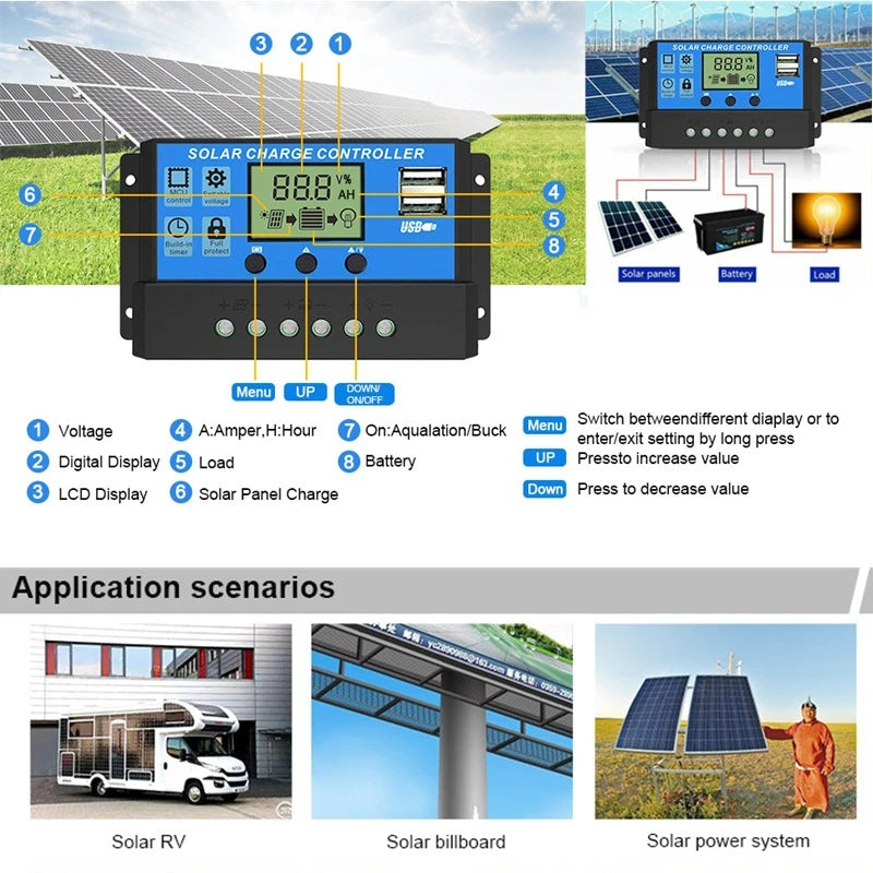 ☀️ 1000W 12V Solar Panel Kit with 60A/100A Controller Portable Solar Cell Charger for Phone, RV, Car, MP3, Tablet – Ideal for Outdoor Power & Battery Charging