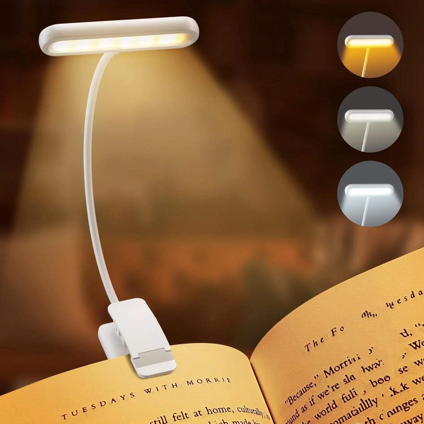 📚 14 LEDs Book Light – Rechargeable Clip-On Reading Lamp