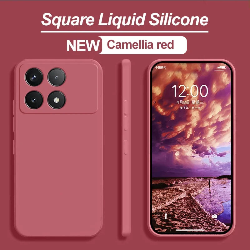 📱 Luxury Liquid Silicone Soft Case for Poco X6 / X6 Pro 5G – Shockproof Back Cover for Xiaomi Poco X6 Series