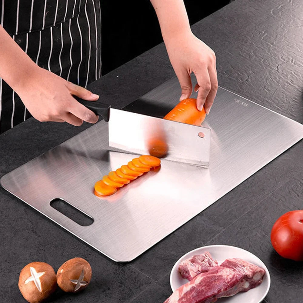 🔪 Stainless Steel Double-Sided Cutting Board – Thickened Kitchen Chopping Board for Kneading Dough, Slicing & Food Prep