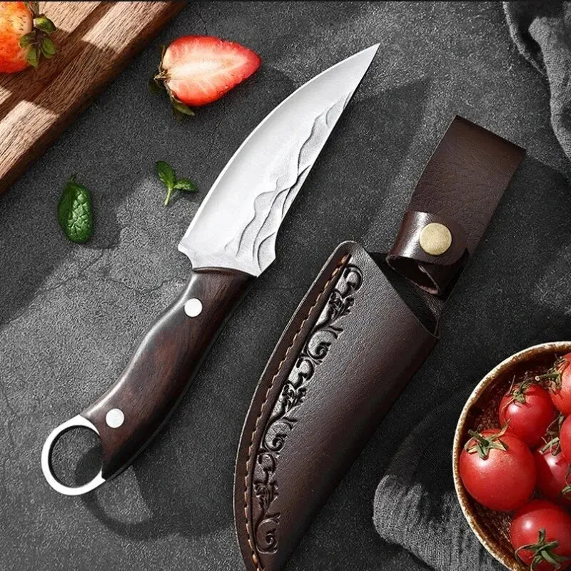 🔪 Handmade Forged Stainless Steel Boning Knife – Chef’s Meat Cleaver with Wooden Handle for Kitchen, Butchery & Home Use