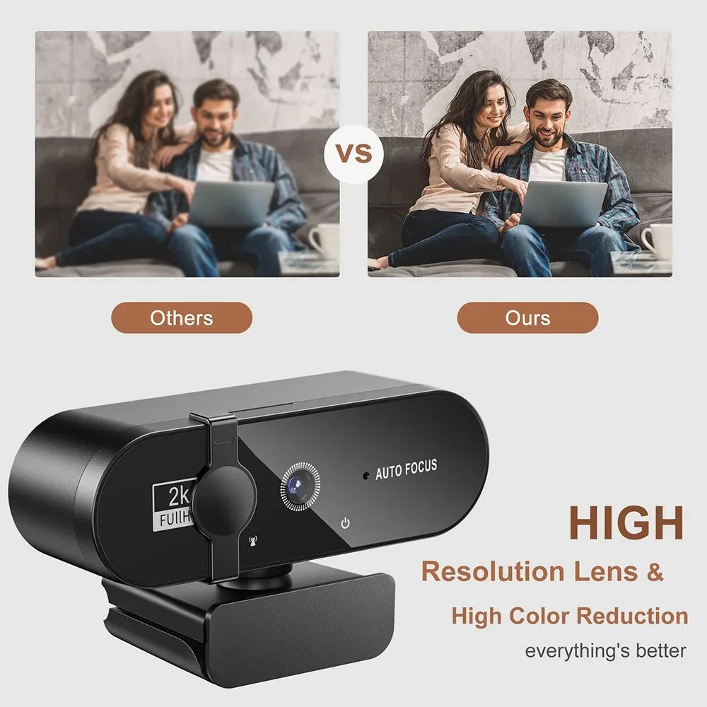 🎥 4K 2K 1080P Webcam with Microphone – Auto Focus USB Mini Camera for PC/Laptop, Full HD 30FPS for Video Calls & Streaming