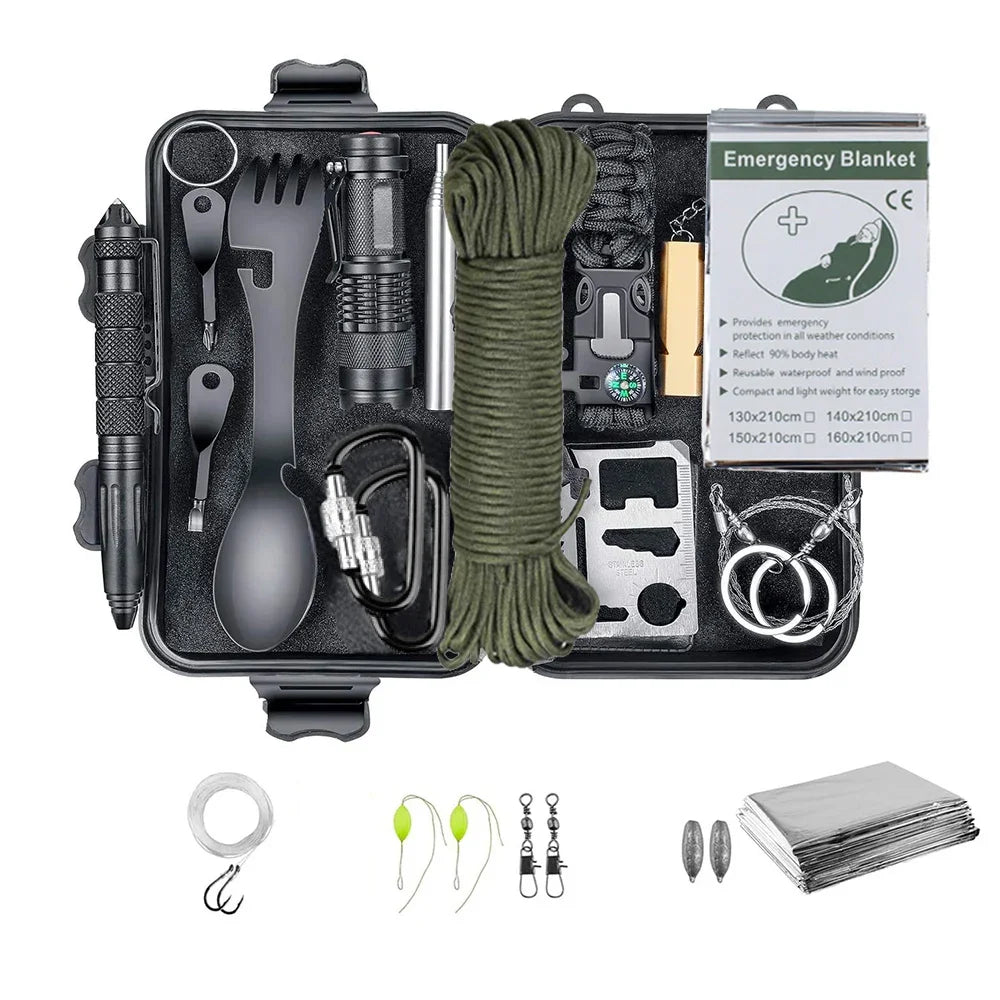 Survival Kit - Multifunction Survival Gear Kit – Tactical Emergency Tools for Camping, Hiking, and Outdoor Adventures