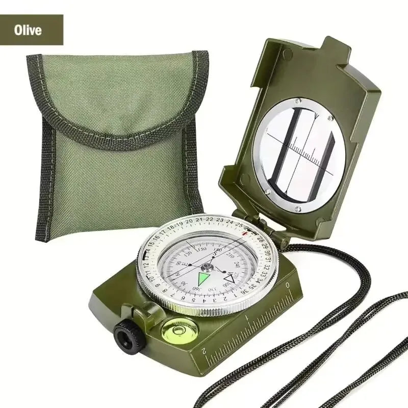 Survival Kit - Multifunctional High-Precision Military Compass – Waterproof Metal Outdoor Survival & Camping Compass with Fluorescent Dial and Geological Features