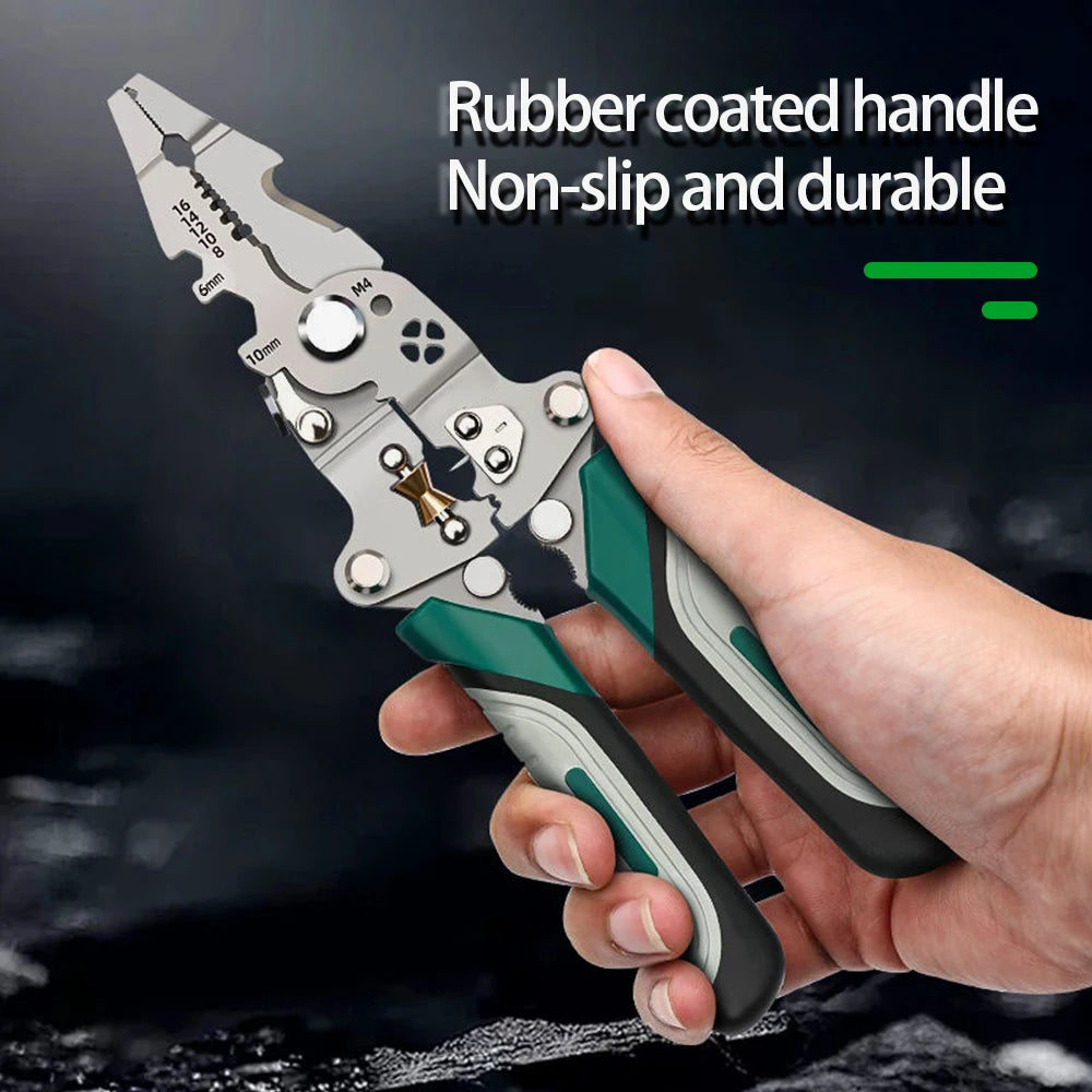 🔧 Foldable Wire Stripper & Crimping Pliers – Multi-Function Electrician Tool with Pulley Design for Wire Cutting, Splitting & Winding