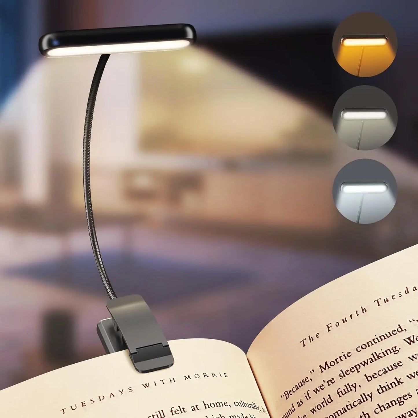 📚 14 LEDs Book Light – Rechargeable Clip-On Reading Lamp