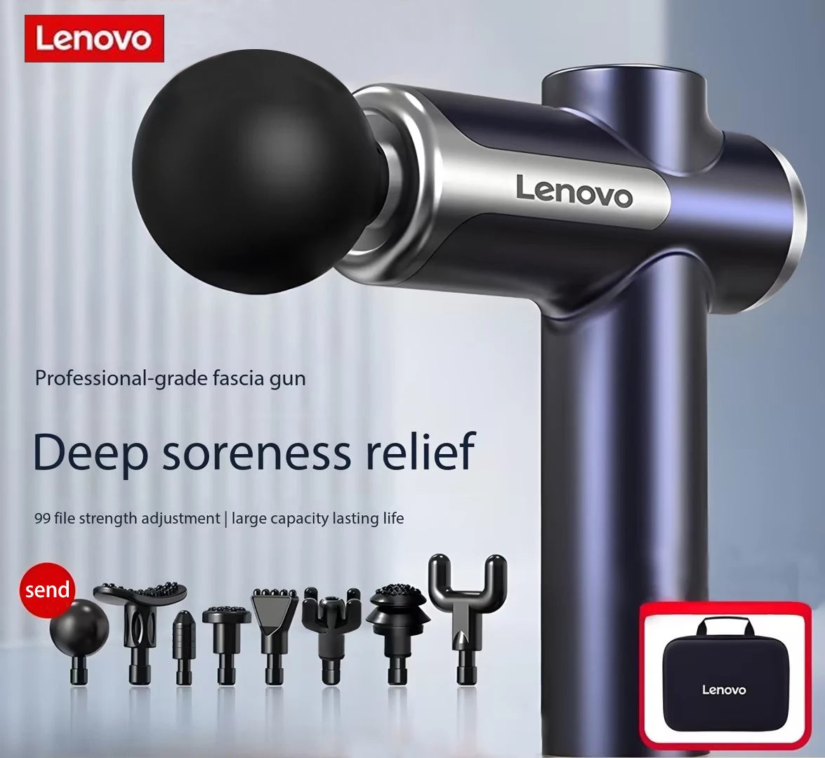💆♂️ Lenovo Fascia Gun – Deep Muscle Relief, Fitness Relaxation, LED Touchscreen & 8 Massage Heads | Perfect Gift