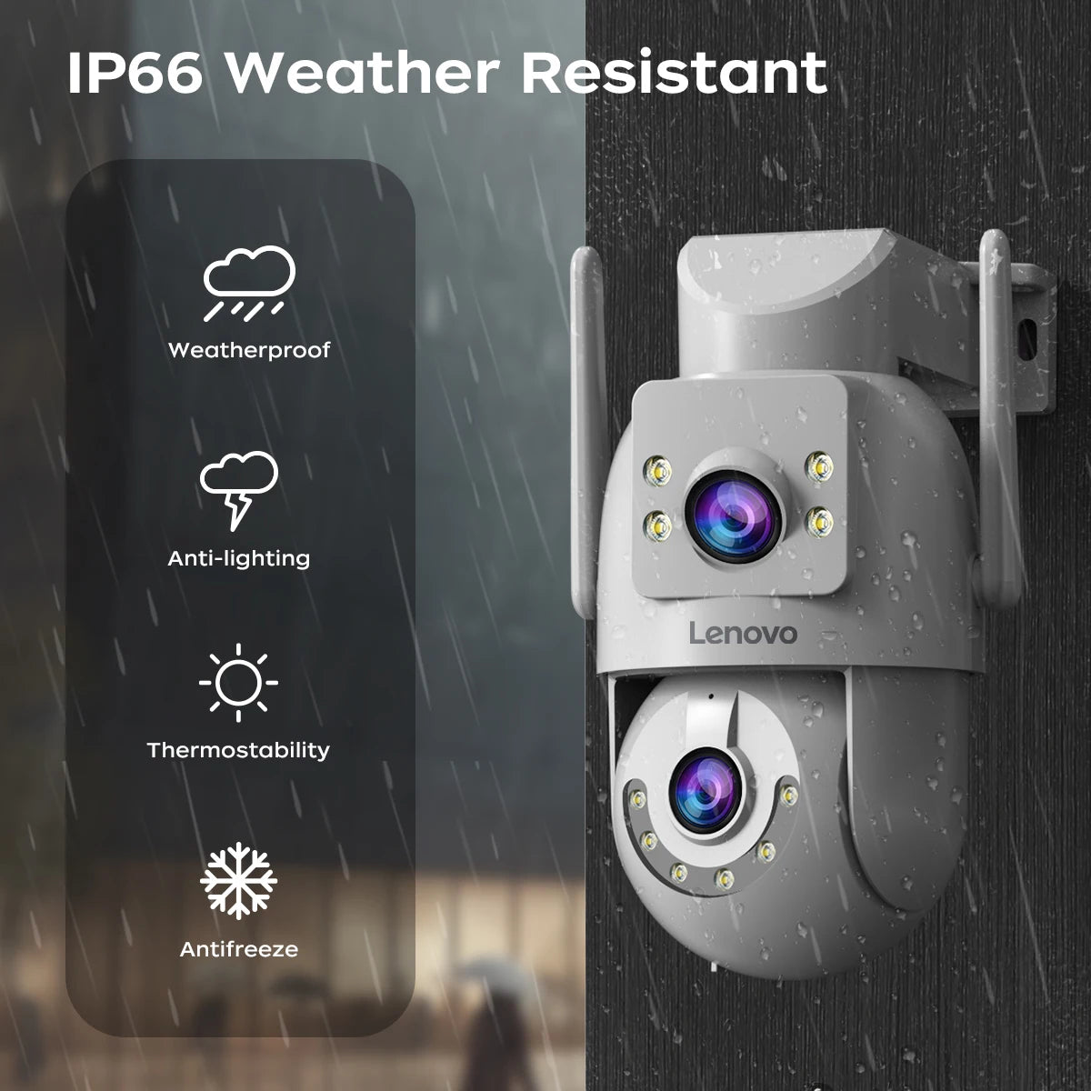 🛡️Security - Lenovo 4K Dual-Lens PTZ Outdoor WiFi Security Camera 5G WiFi | Auto Tracking | Two-Way Audio | Night Vision | ONVIF Compatible | IP66 Waterproof | CCTV Surveillance