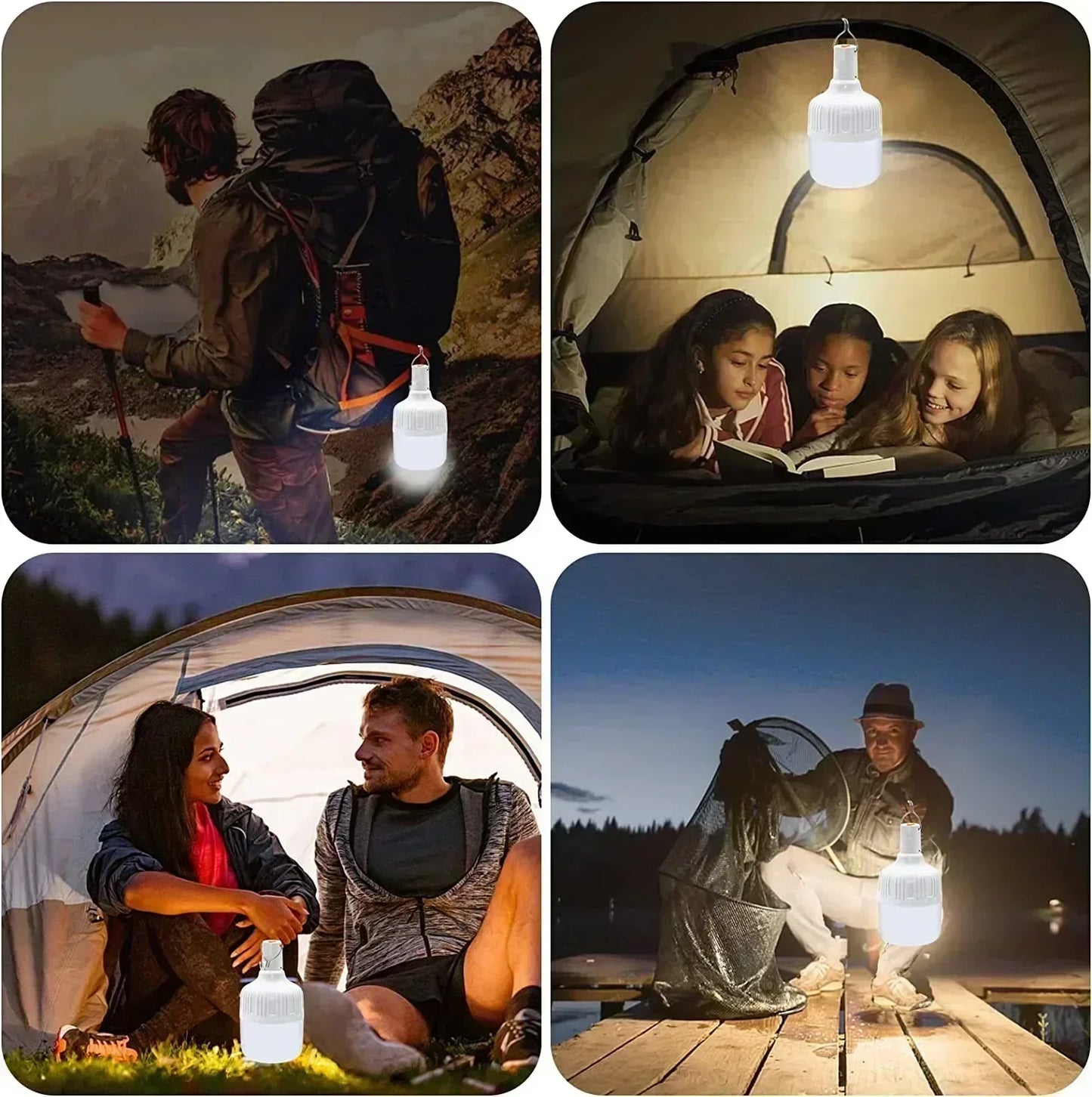 Survival Kit - 60W USB Rechargeable LED Camping Lantern – Emergency Light Bulb for Outdoor, Hiking, EDC, Sports & Entertainment