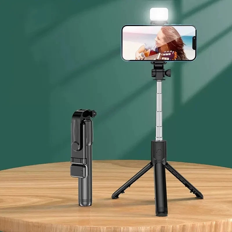 FGCLSY Bluetooth Selfie Stick with Remote Shutter & Fill Light – Mini Tripod Phone Holder for iPhone, Samsung, Xiaomi, and Android Devices