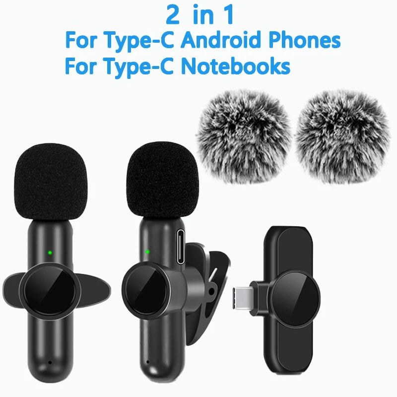 🎤 2.4G Wireless Lavalier Microphone – Noise Cancelling Mic for iPhone, iPad, Android, Xiaomi, Samsung – Ideal for Video Recording, Live Streaming, Gaming & Vlogging