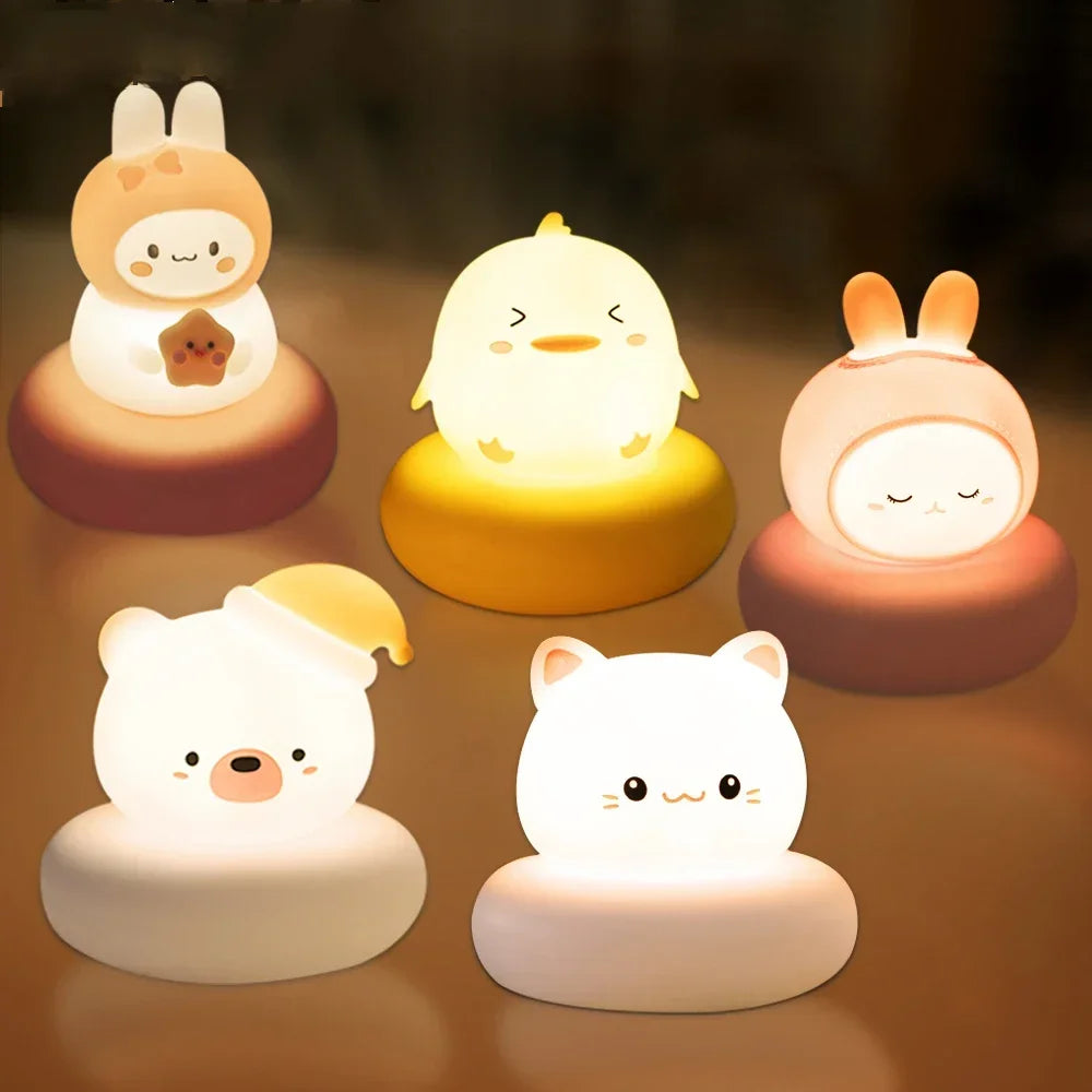 🐻 Cute Animal LED Night Light – USB Rechargeable | 3-Level Dimming | Nursery Lamp for Baby, Toddler, Breastfeeding