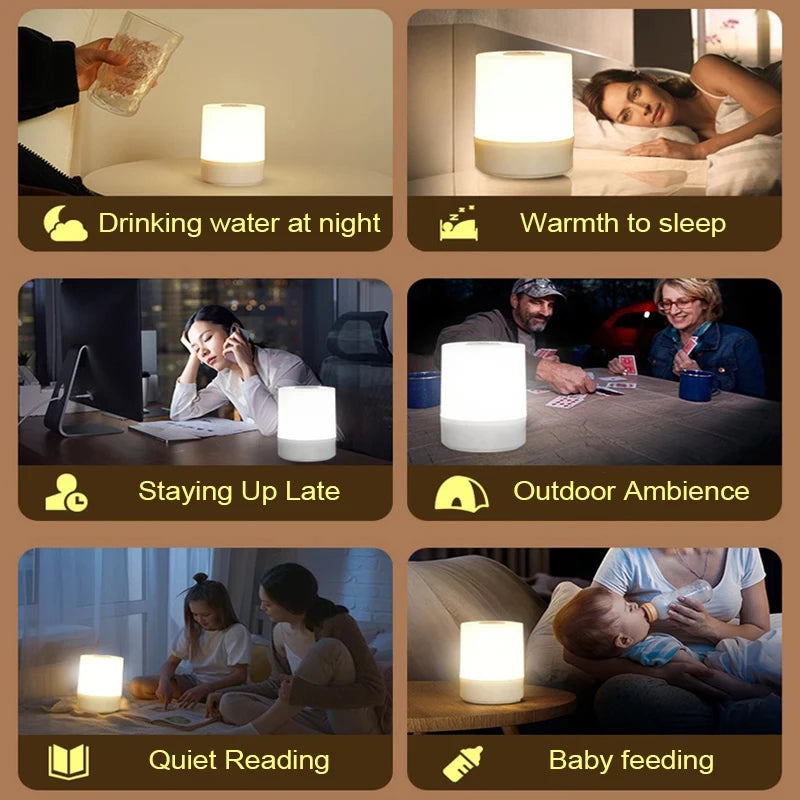🌙 Bedside LED Night Light – Touch Control | Dimmable | USB Charging | Decorative Table Lamp Perfect for Bedroom, Reading, and Ambient Lighting