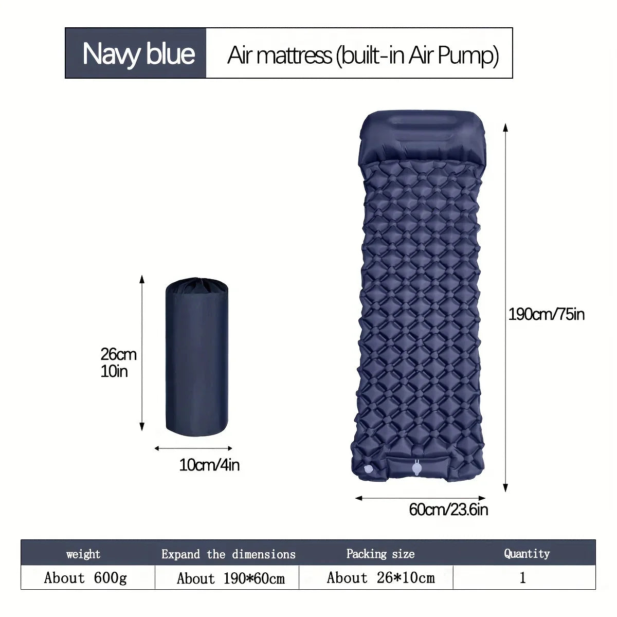 🏕️ Outdoor Camping Inflatable Mattress Sleeping Pad 💨 Ultralight Air Mat with Built-in Inflator Pump & Pillow — Perfect for Hiking & Travel