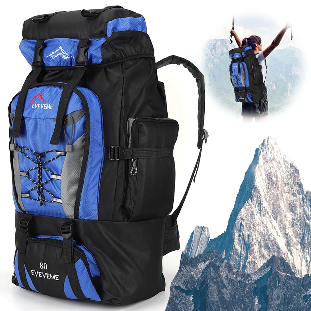 Survival Kit - 80L Outdoor Hiking Backpack for Men – Waterproof Travel Rucksack, Large Capacity Camping & Trekking Bag for Mountaineering and Sports