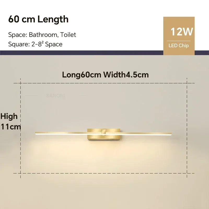 ✨ Modern LED Wall Light – 3 Color Modes | Aluminum Bathroom Mirror Lamp | Makeup & Vanity Line Light
