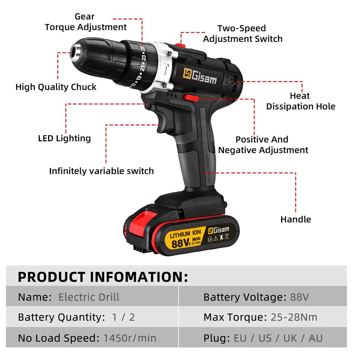 🔋 21V Cordless Impact Drill & Electric Screwdriver ⚡ Mini Wireless Hammer Drill | Lithium-Ion Battery | Portable Power Tool