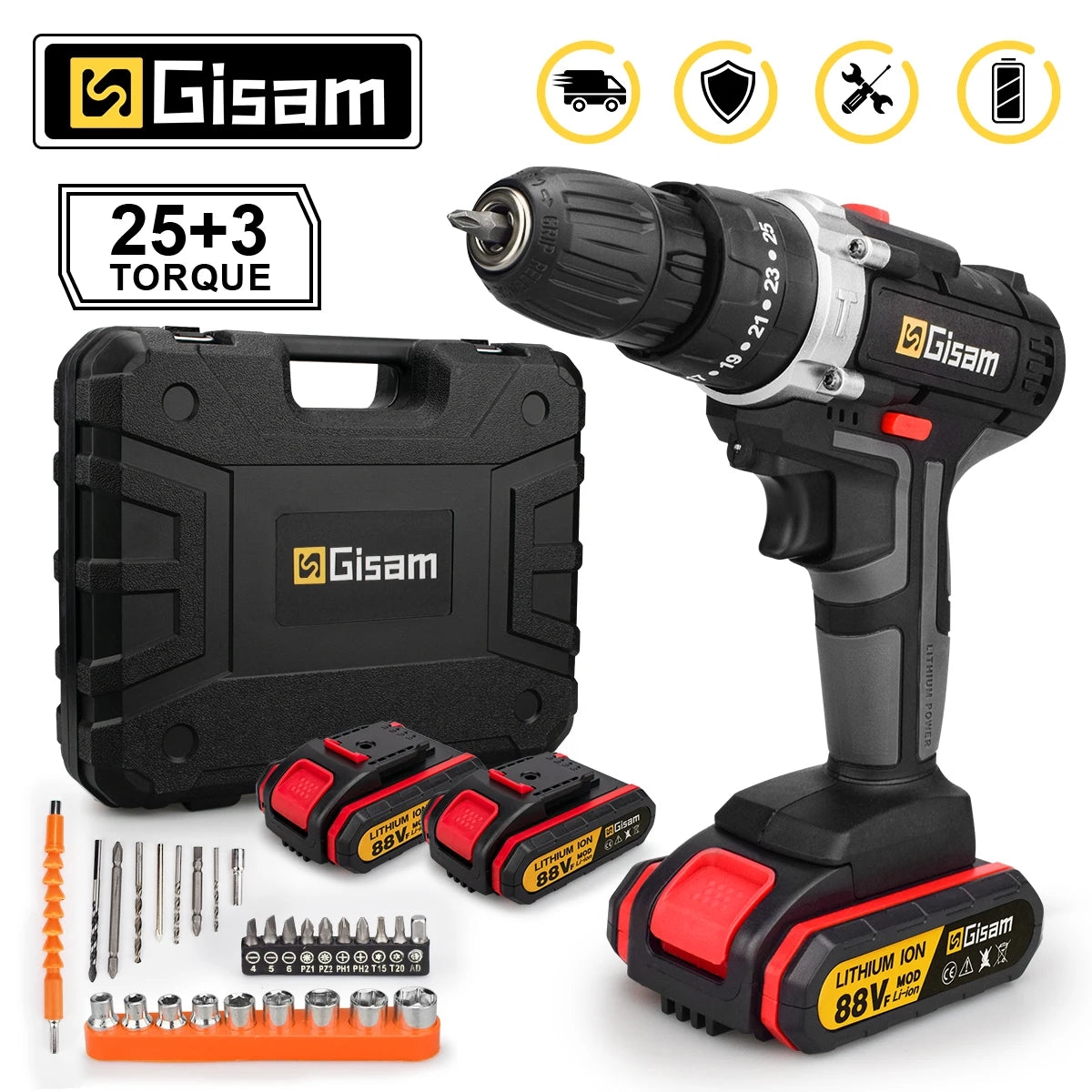 🔋 21V Cordless Impact Drill & Electric Screwdriver ⚡ Mini Wireless Hammer Drill | Lithium-Ion Battery | Portable Power Tool