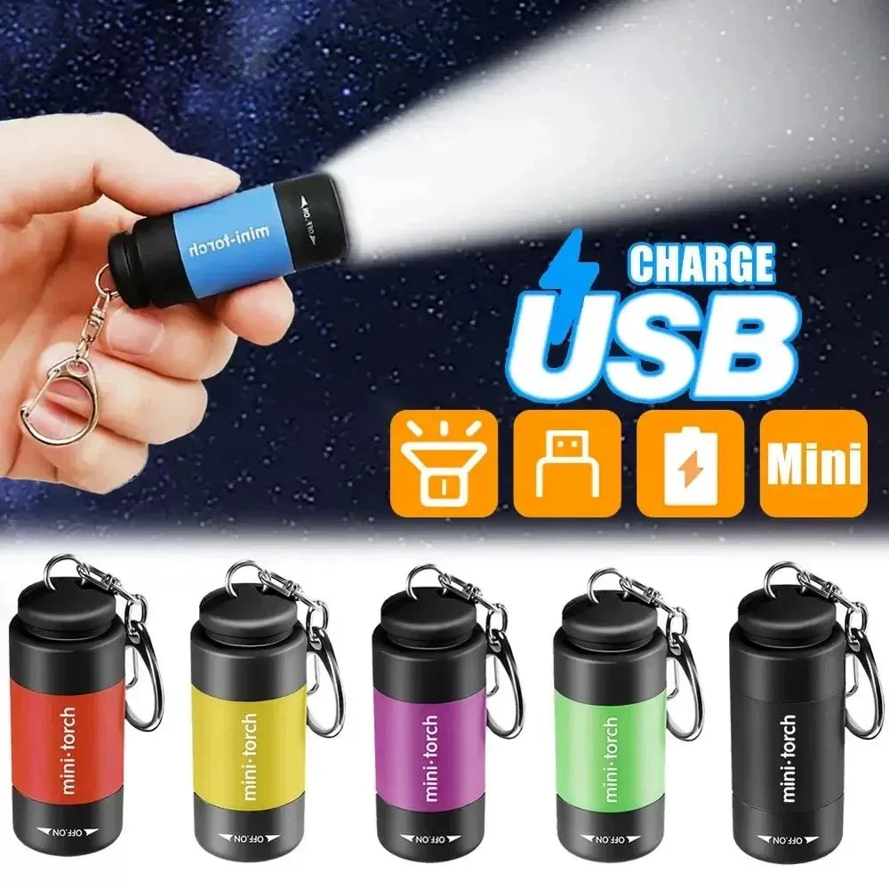 Survival Kit - Mini LED Keychain Flashlight – USB Rechargeable, Pocket Torch for Outdoor Camping, Hiking & Emergencies