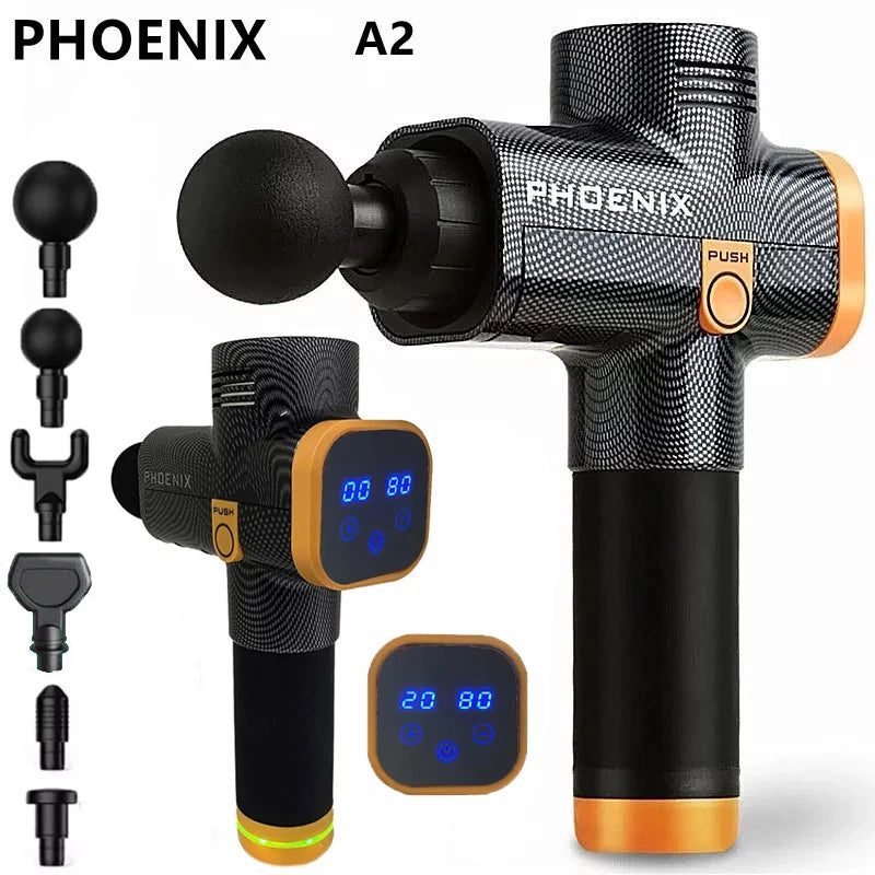 🟥 Phoenix A2 Deep Tissue Massage Gun | 🔋 Portable Handheld Fascia Massager 💪 with LED Display for Muscle Recovery & Relaxation