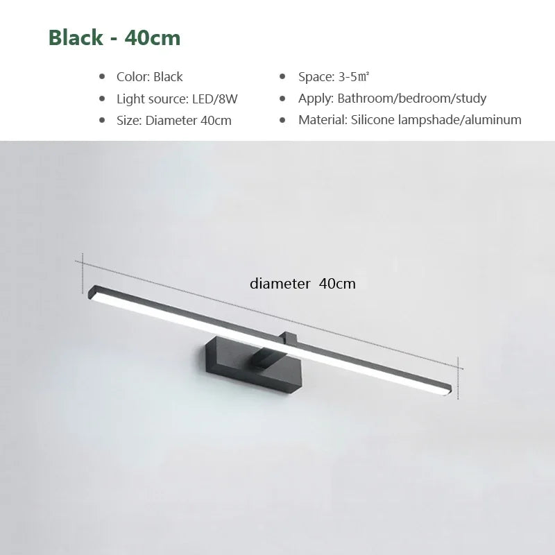 ✨ Modern LED Wall Light – 3 Color Modes | Aluminum Bathroom Mirror Lamp | Makeup & Vanity Line Light