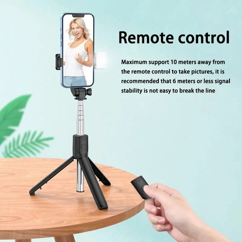 FGCLSY Bluetooth Selfie Stick with Remote Shutter & Fill Light – Mini Tripod Phone Holder for iPhone, Samsung, Xiaomi, and Android Devices