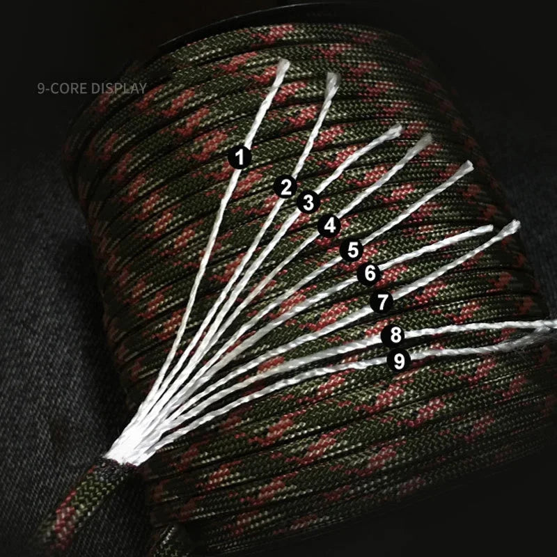 Survival Kit - 4mm Military-Grade Paracord – 9-Core 650lb Strength, 5/15/31m Options for DIY Projects & Outdoor Survival