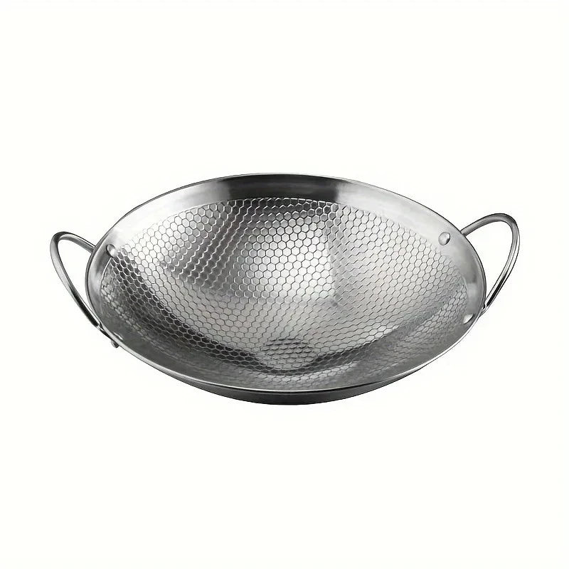 🍳 29cm / 11-Inch Stainless Steel Honeycomb Skillet – Non-Stick Frying Pan with Handle | Scratch-Resistant for Pasta, Steak, Porridge & Ramen