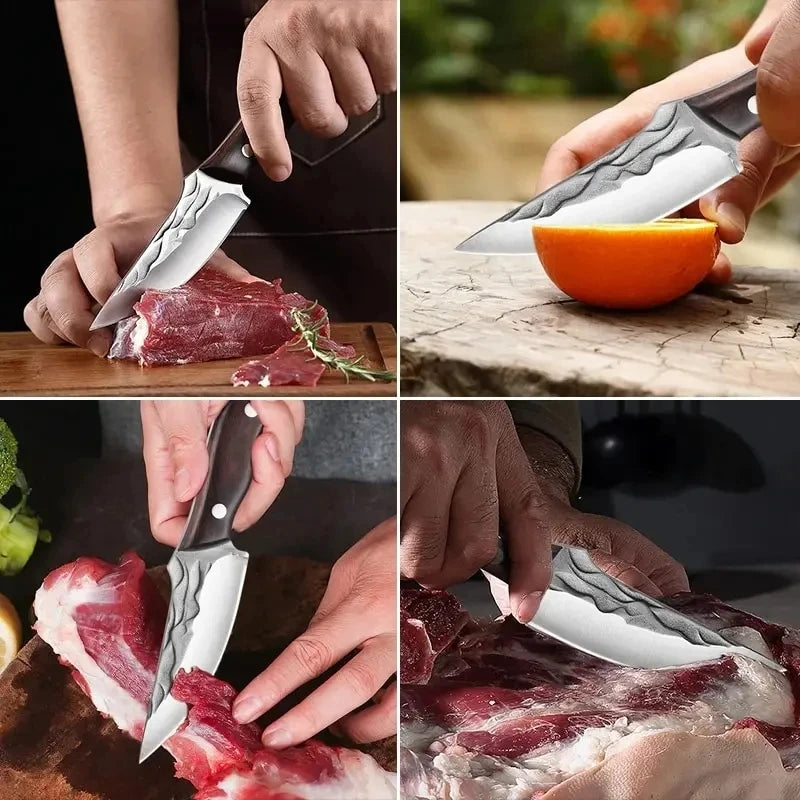 🔪 Handmade Forged Stainless Steel Boning Knife – Chef’s Meat Cleaver with Wooden Handle for Kitchen, Butchery & Home Use
