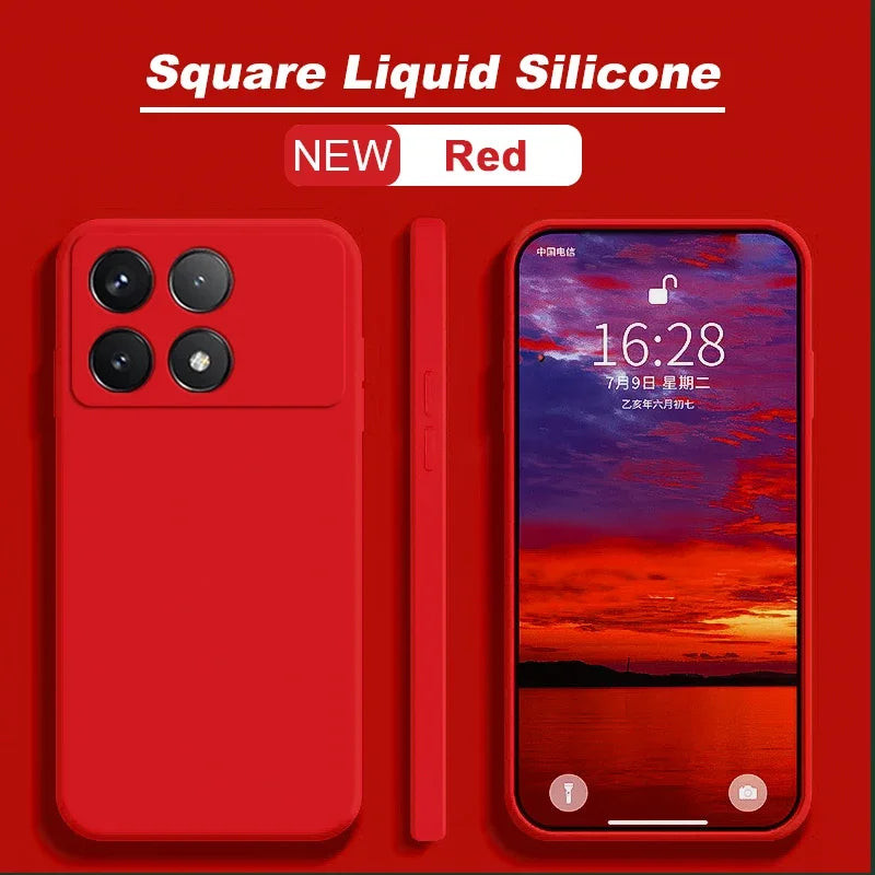 📱 Luxury Liquid Silicone Soft Case for Poco X6 / X6 Pro 5G – Shockproof Back Cover for Xiaomi Poco X6 Series