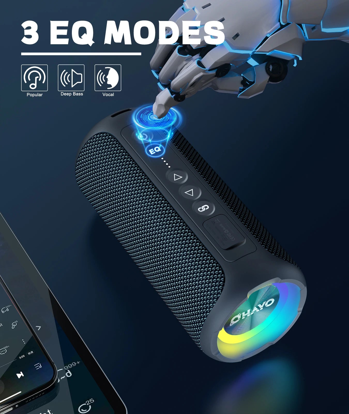 Ortizan 40W Outdoor Bluetooth Speaker – IPX7 Waterproof, 30 Hours Battery, Deep Bass, Bluetooth 5.3 for Travel & Shower