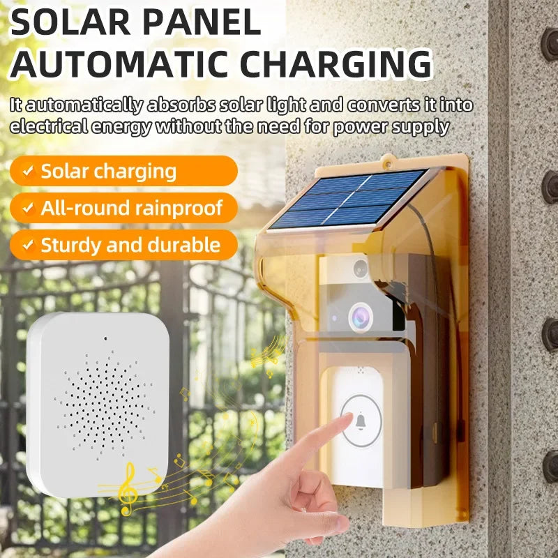 📶 Safety - WiFi Visual Wireless Doorbell Camera ☀️ Solar Charging | 💧 Waterproof | 🌙 Night Vision | 🏠 Smart Home HD Doorbell 🎤 Two-Way Intercom with Voice Communication