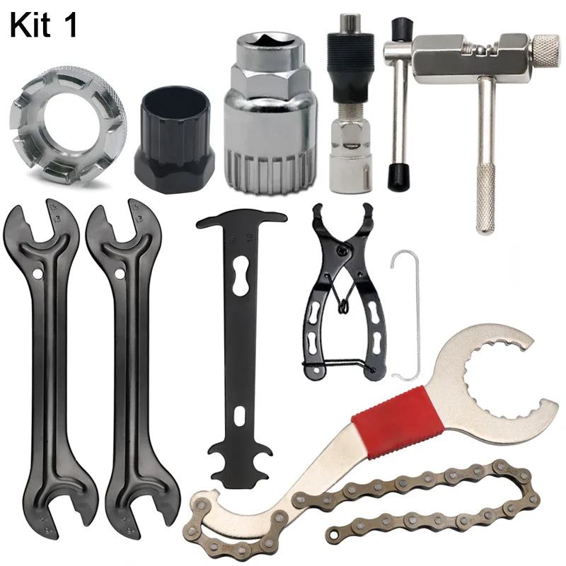 🔧 Bicycle Repair Tool Set – Chain Breaker, Crank Puller, Chain Measuring Ruler & Flywheel Remover for MTB & Outdoor Cycling