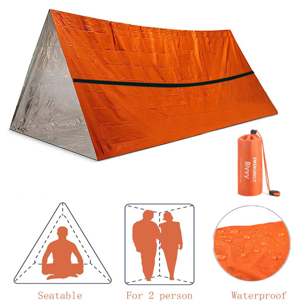 🆘 Survival kit - 2-Person Emergency Survival Tent Kit – Waterproof Mylar Bivy, Thermal Blanket, Reusable Tube Shelter for Outdoor & SOS Use
