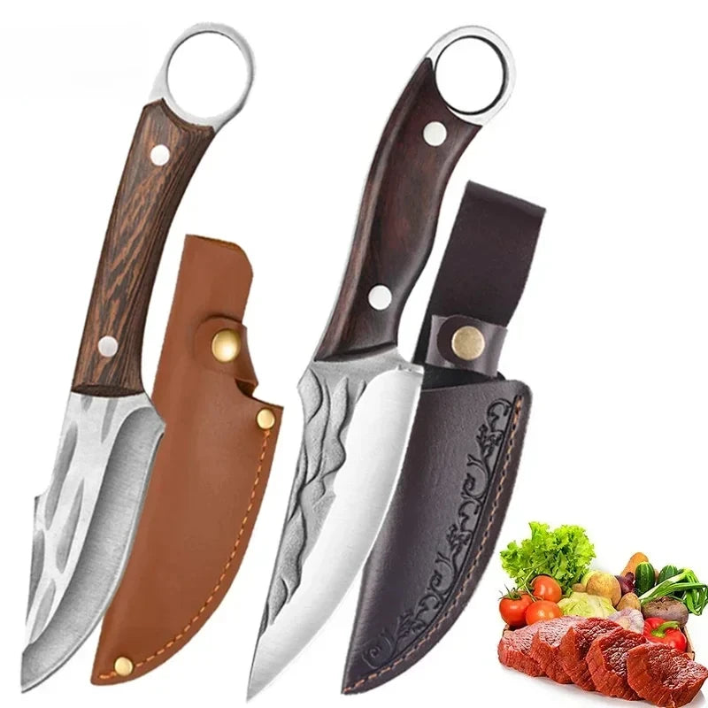 🔪 Handmade Forged Stainless Steel Boning Knife – Chef’s Meat Cleaver with Wooden Handle for Kitchen, Butchery & Home Use