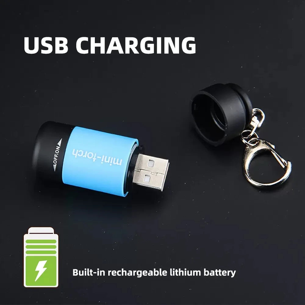 Survival Kit - Mini LED Keychain Flashlight – USB Rechargeable, Pocket Torch for Outdoor Camping, Hiking & Emergencies