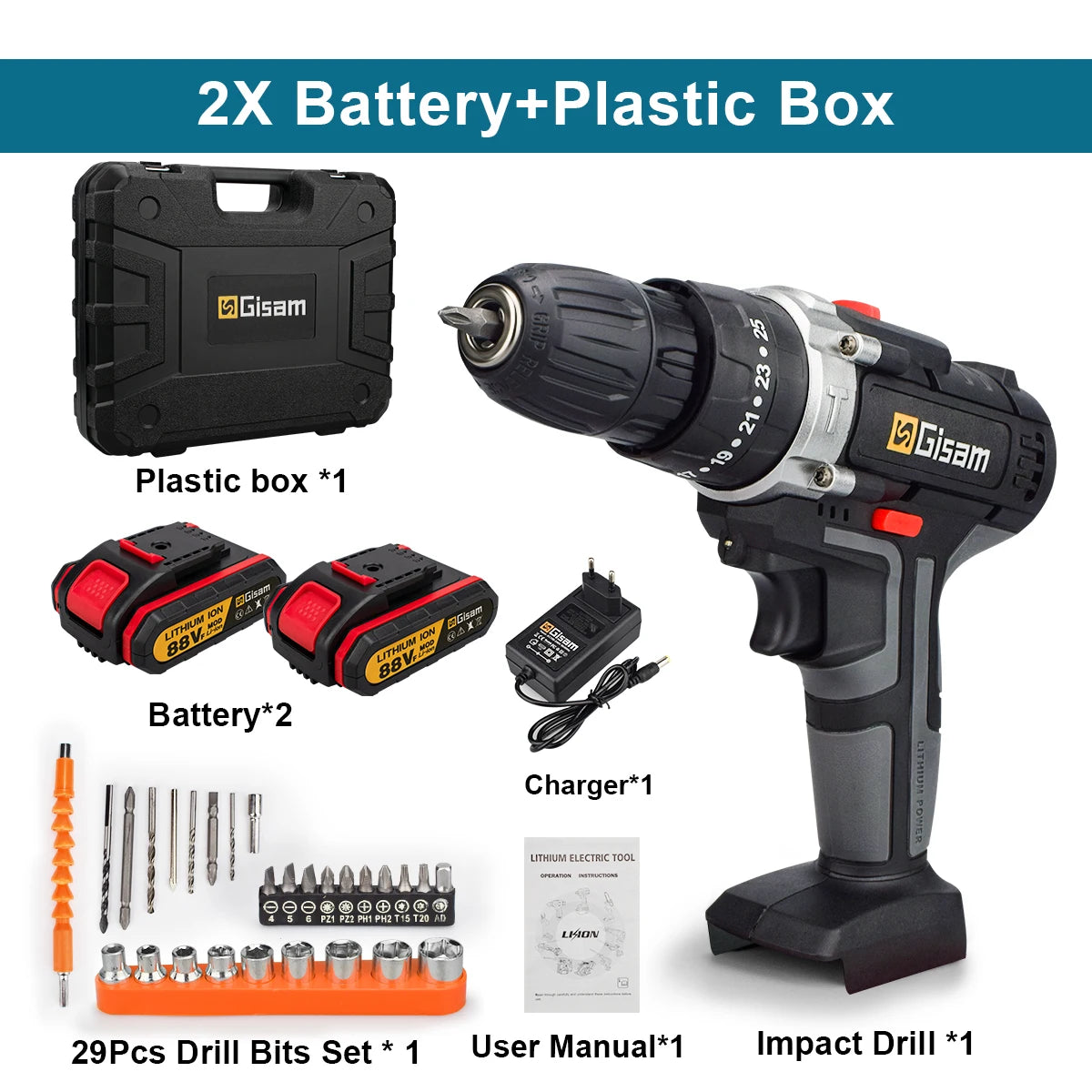 🔋 21V Cordless Impact Drill & Electric Screwdriver ⚡ Mini Wireless Hammer Drill | Lithium-Ion Battery | Portable Power Tool
