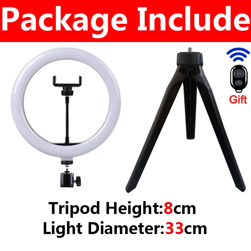 💡📸 LED Selfie Ring Light Kit – USB Remote | Phone Holder | Tripod Stand for YouTube, TikTok, Live Streaming