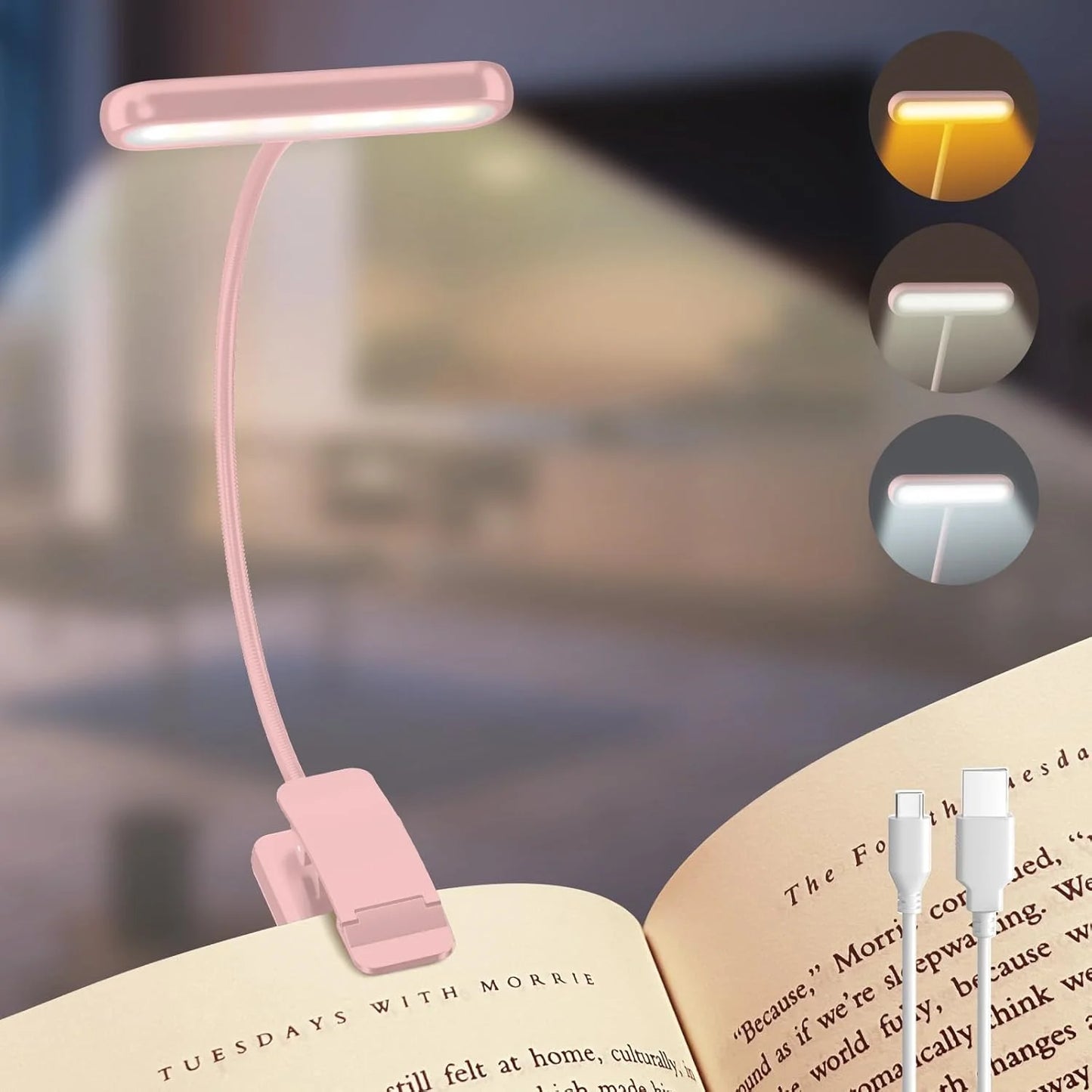 📚 14 LEDs Book Light – Rechargeable Clip-On Reading Lamp