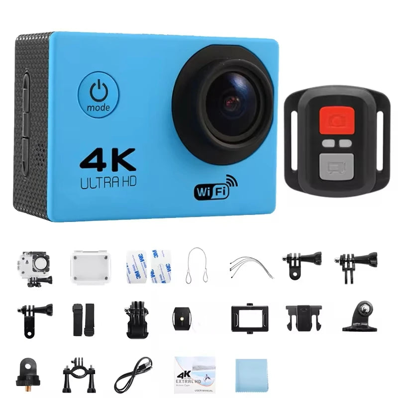 🎥 4K Action Camera — 1080P@30FPS, WiFi, 2.0" Screen, 170° Wide Angle, Waterproof
