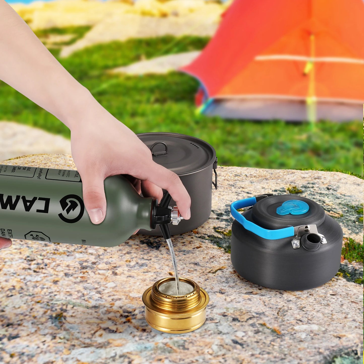 🛢️ CAMPEAK Liquid Fuel Bottle 0.5L / 1L – Outdoor Camping Fuel Container with Safety Valve for Stove & Burner Use