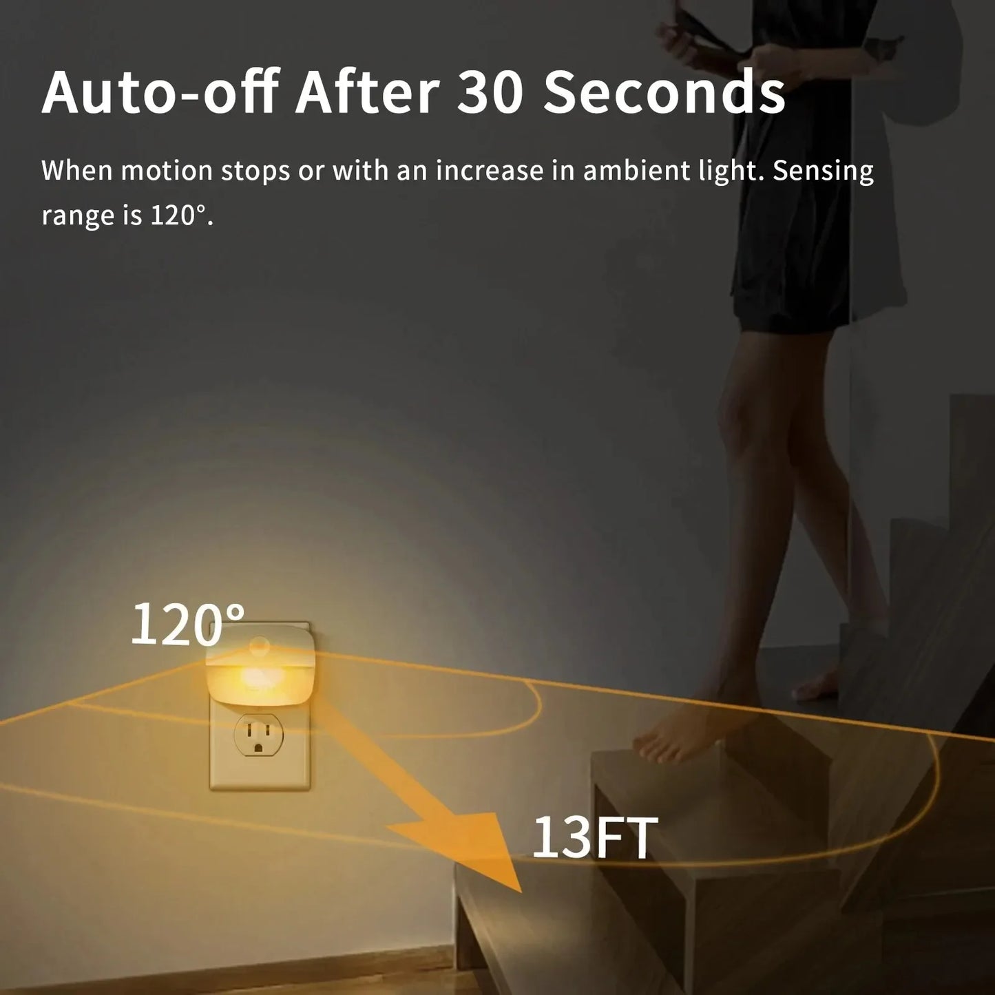 💡 LED Motion Sensor Night Light – EU/US Plug | Dimmable Wall Lamp for Bedroom, Hallway, Kitchen & Kids Room