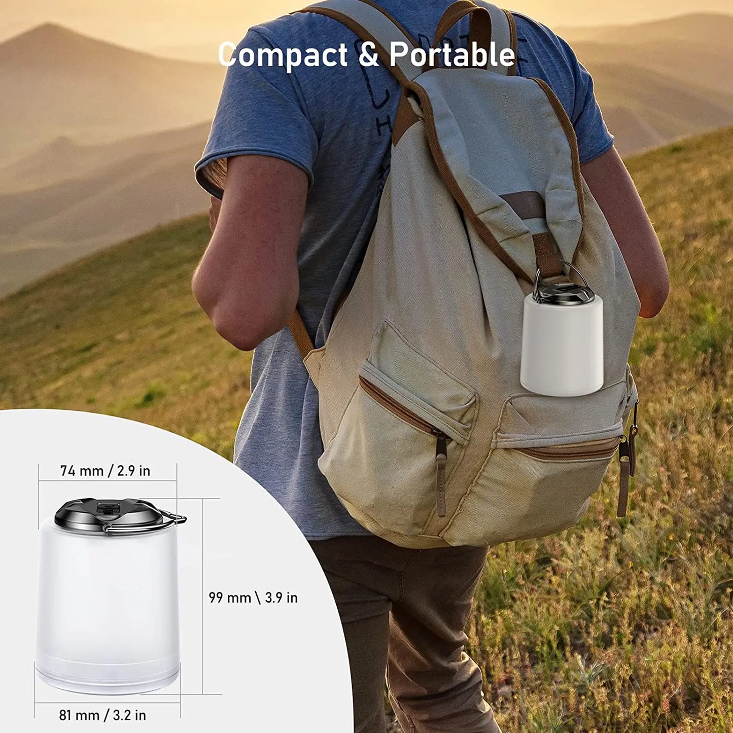 Survival Kit - Portable Rechargeable LED Camping Light – Warm White 3000K Lantern Flashlight for Outdoor, Hiking, Emergency