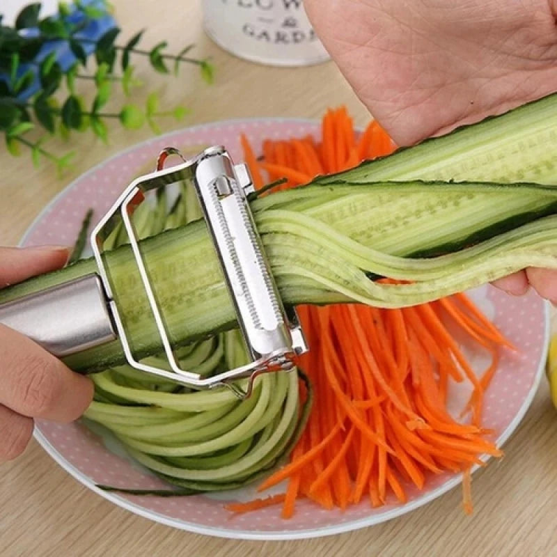 🥕 Multifunctional Stainless Steel Kitchen Peeler – Durable 2-in-1 Vegetable & Fruit Slicer, Julienne Grater for Potato, Carrot & Cucumber