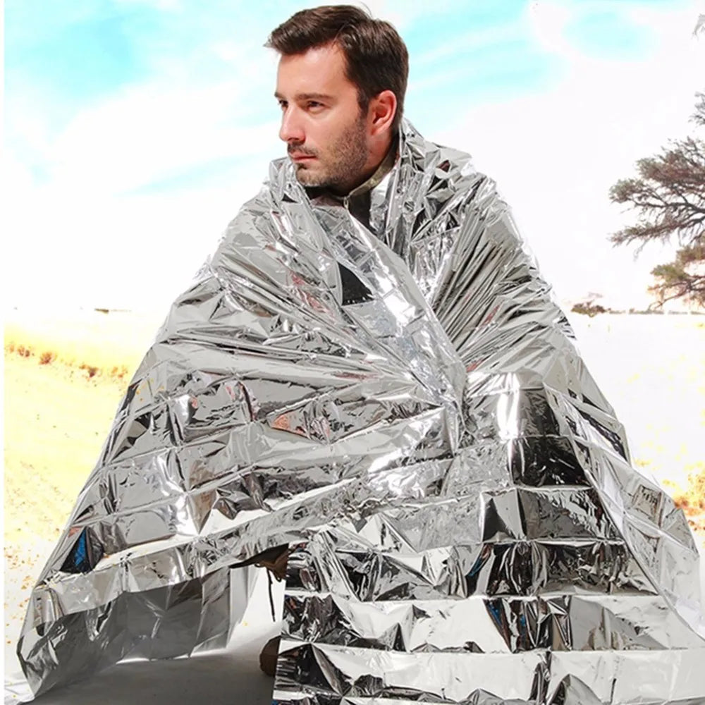 🛡️survival kit - 1-10pcs Emergency Thermal Blanket – Windproof Foil Space Blanket for Survival, Camping, Hiking & All-Weather Protection