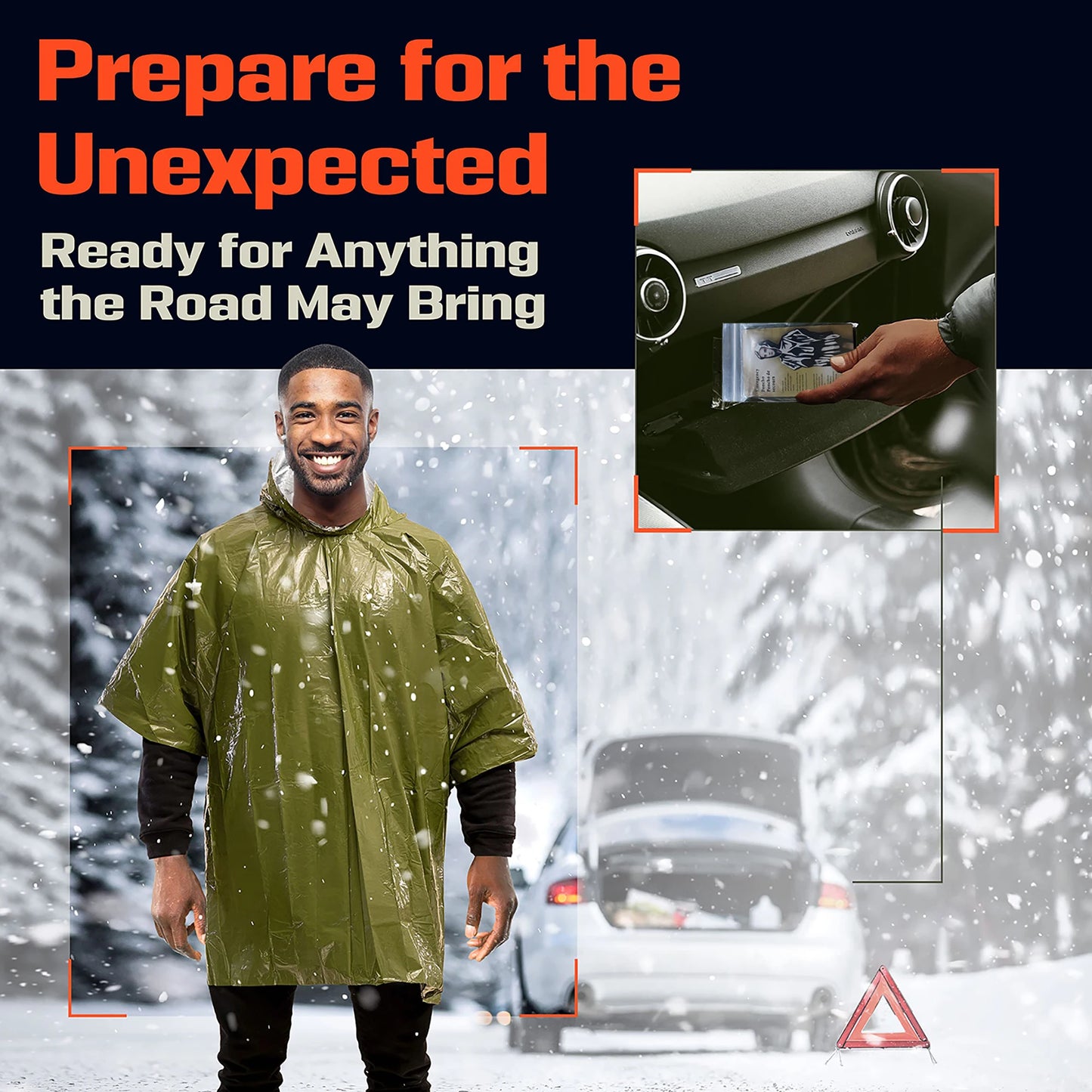 Survival Kit - Thermal Emergency Poncho Set – 4 Reflective, Waterproof Rain Blankets for Survival, Camping, and Emergency Kits