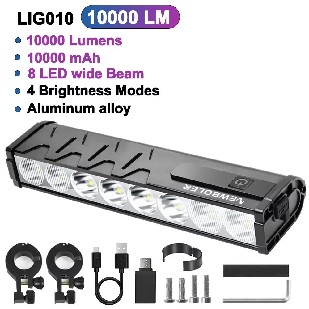 🚴♂️ 8000 Lumen USB Rechargeable Front Bike Light – Waterproof MTB & Road Cycling Lamp