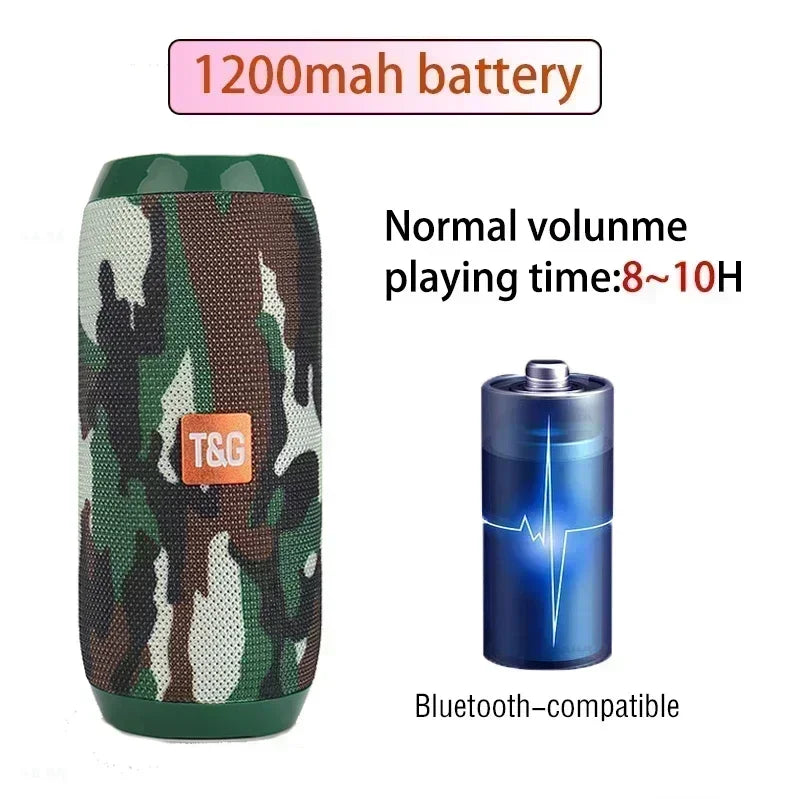 Portable Wireless Bluetooth Speaker – Outdoor Waterproof Subwoofer with Stereo Surround, FM Radio, TF Card Support