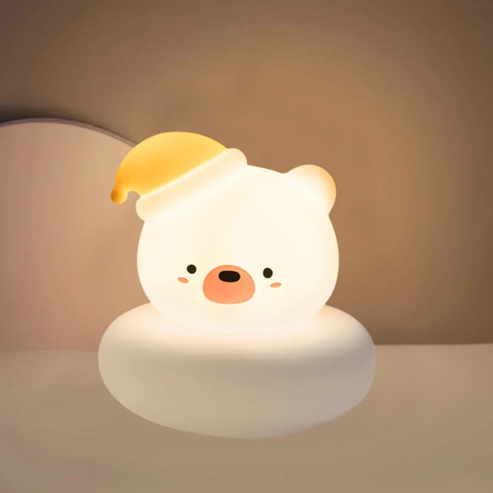🐻 Cute Animal LED Night Light – USB Rechargeable | 3-Level Dimming | Nursery Lamp for Baby, Toddler, Breastfeeding